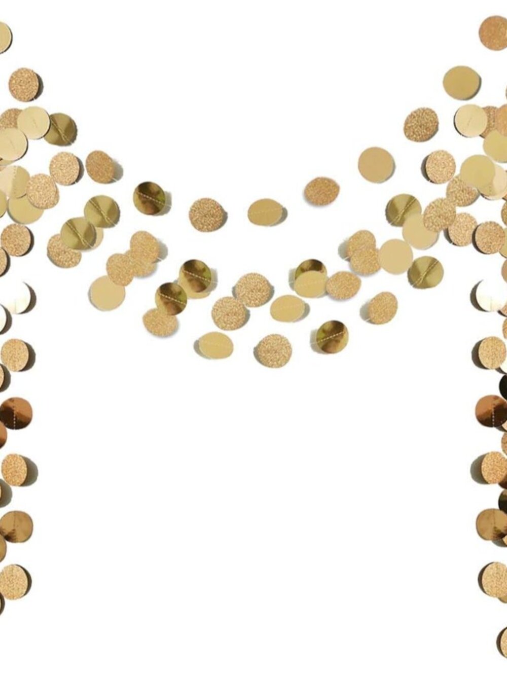 6 Pcs Glitter Champagne Gold Paper Circle Dots Garland 52 Feet Party Hanging Bun